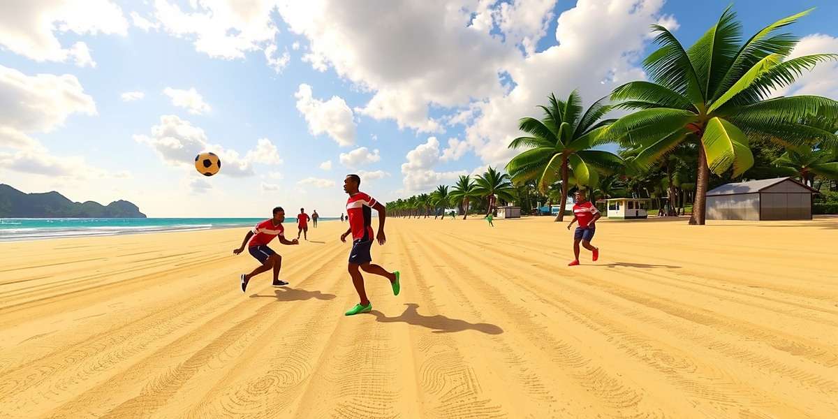 Goa Striker Elite Goa Beach Football Goa Striker Elite beach football mode in Goa with palm trees and sand pitch
